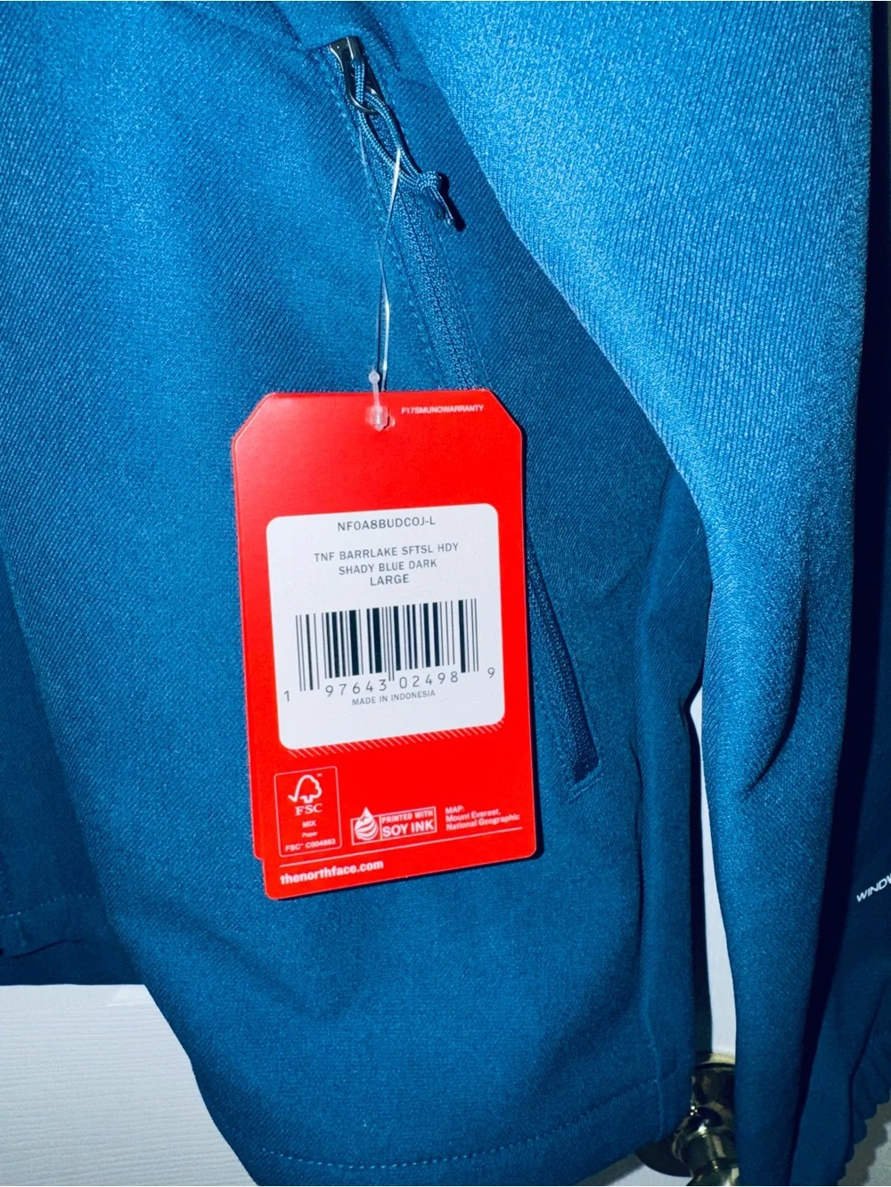 The North Face Barr Lake Soft Shell Jacket Men’s L Blue NWT Promotional